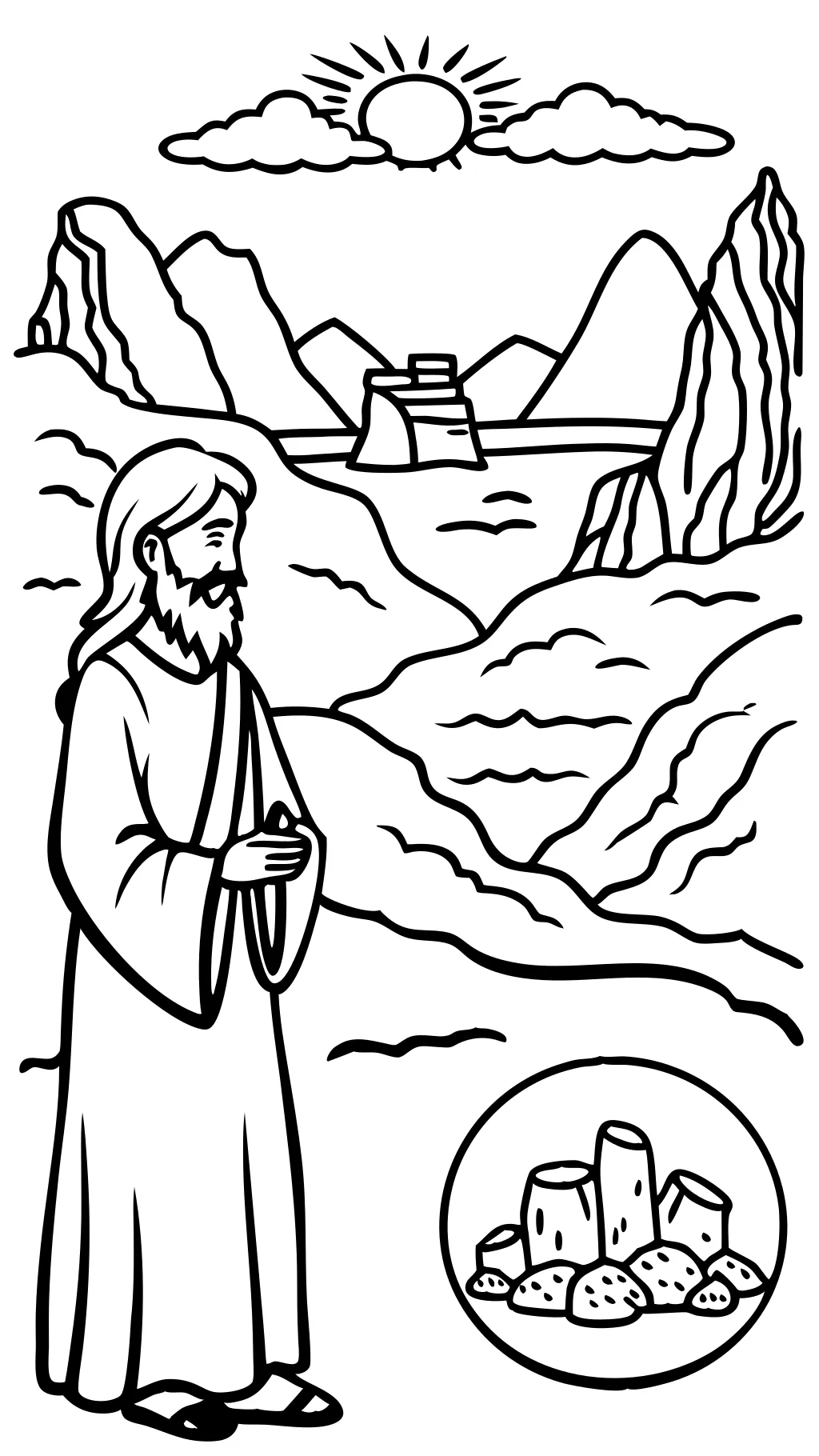 Temptation of Jesus Coloring Page